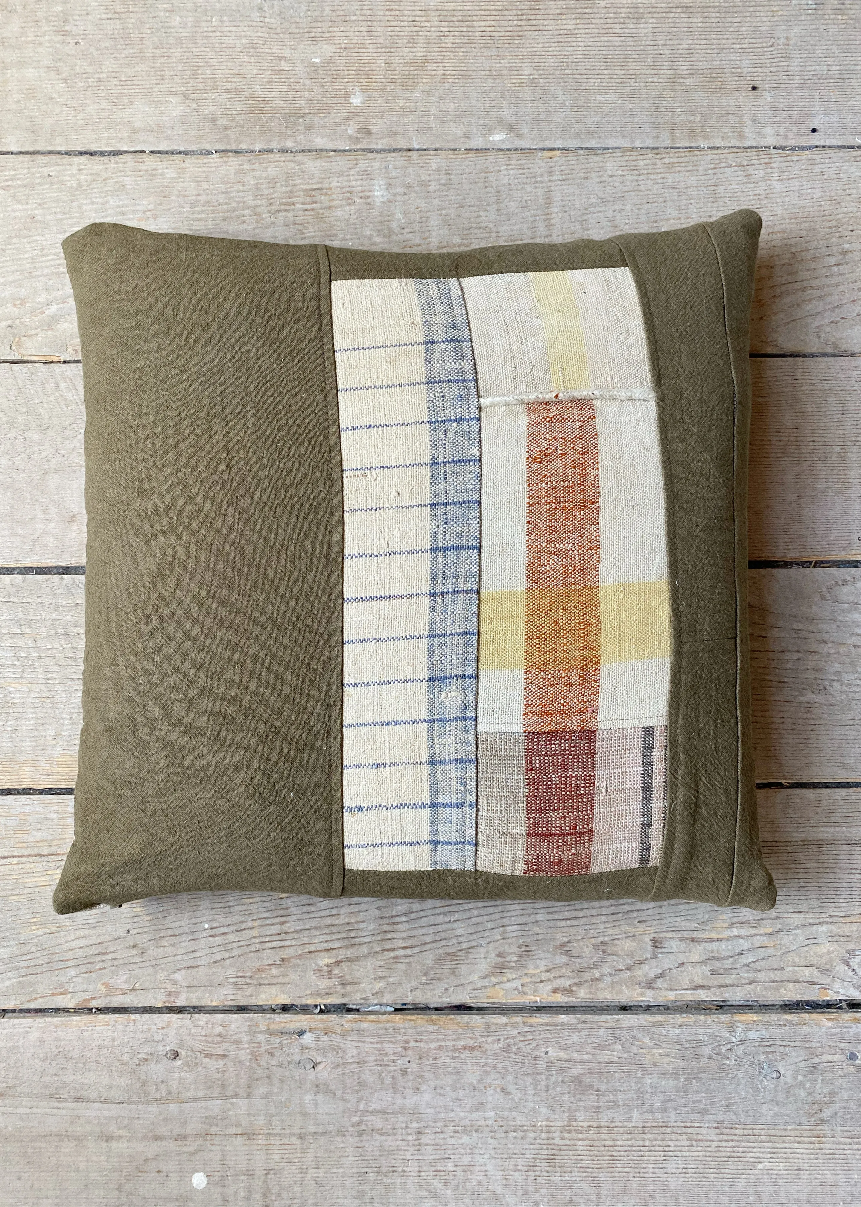 portuguese grain sack patched pillow #2