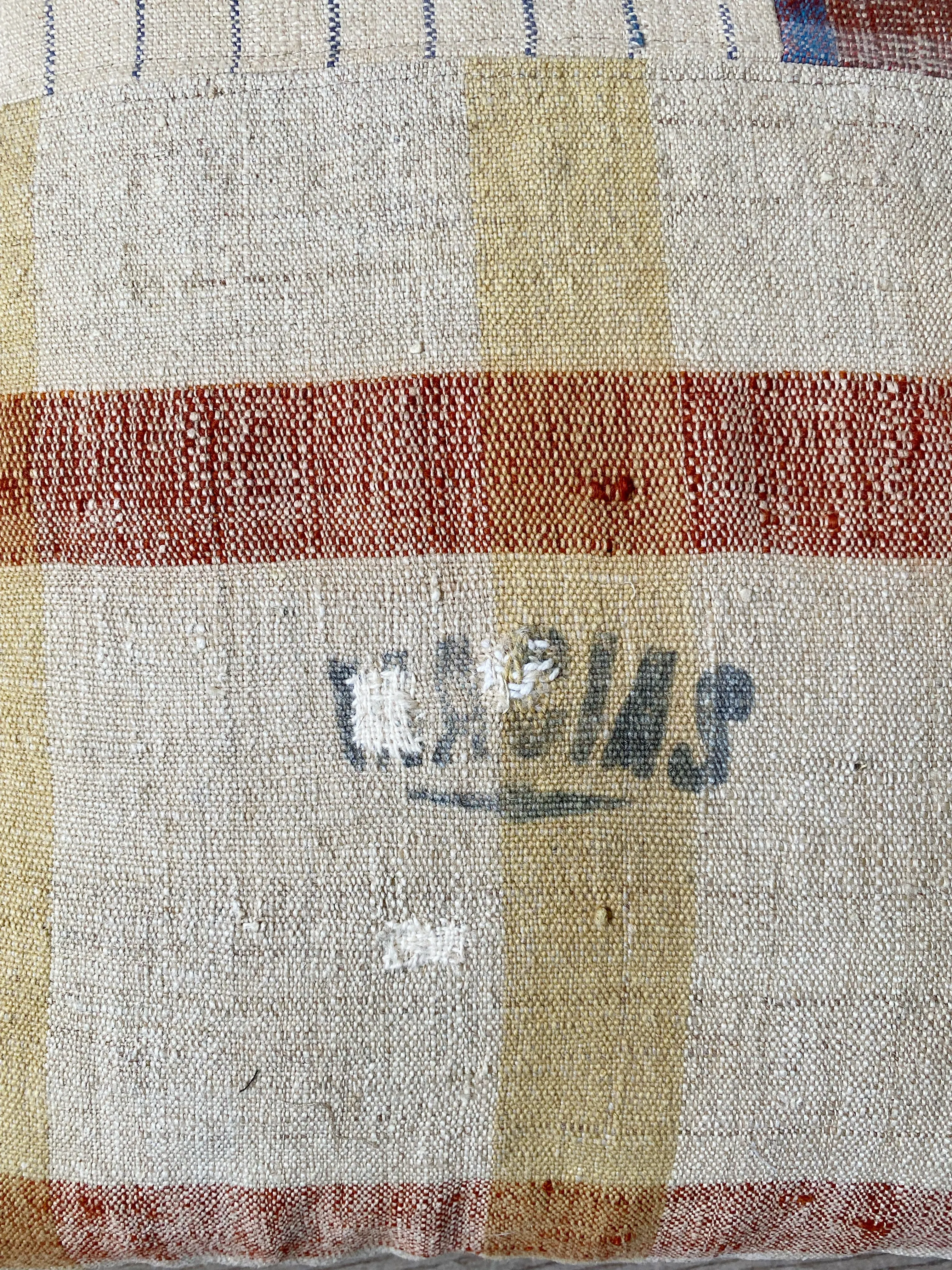 portuguese grain sack patched pillow #2
