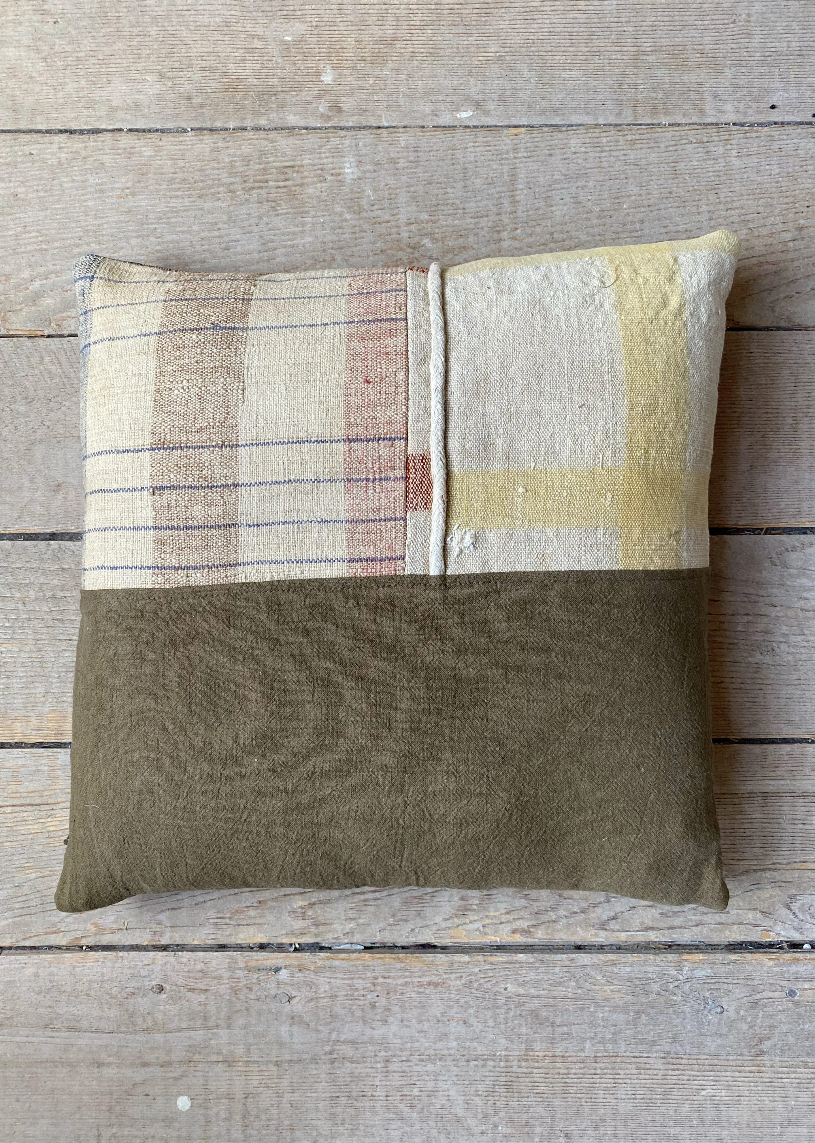 portuguese grain sack patched pillow #3
