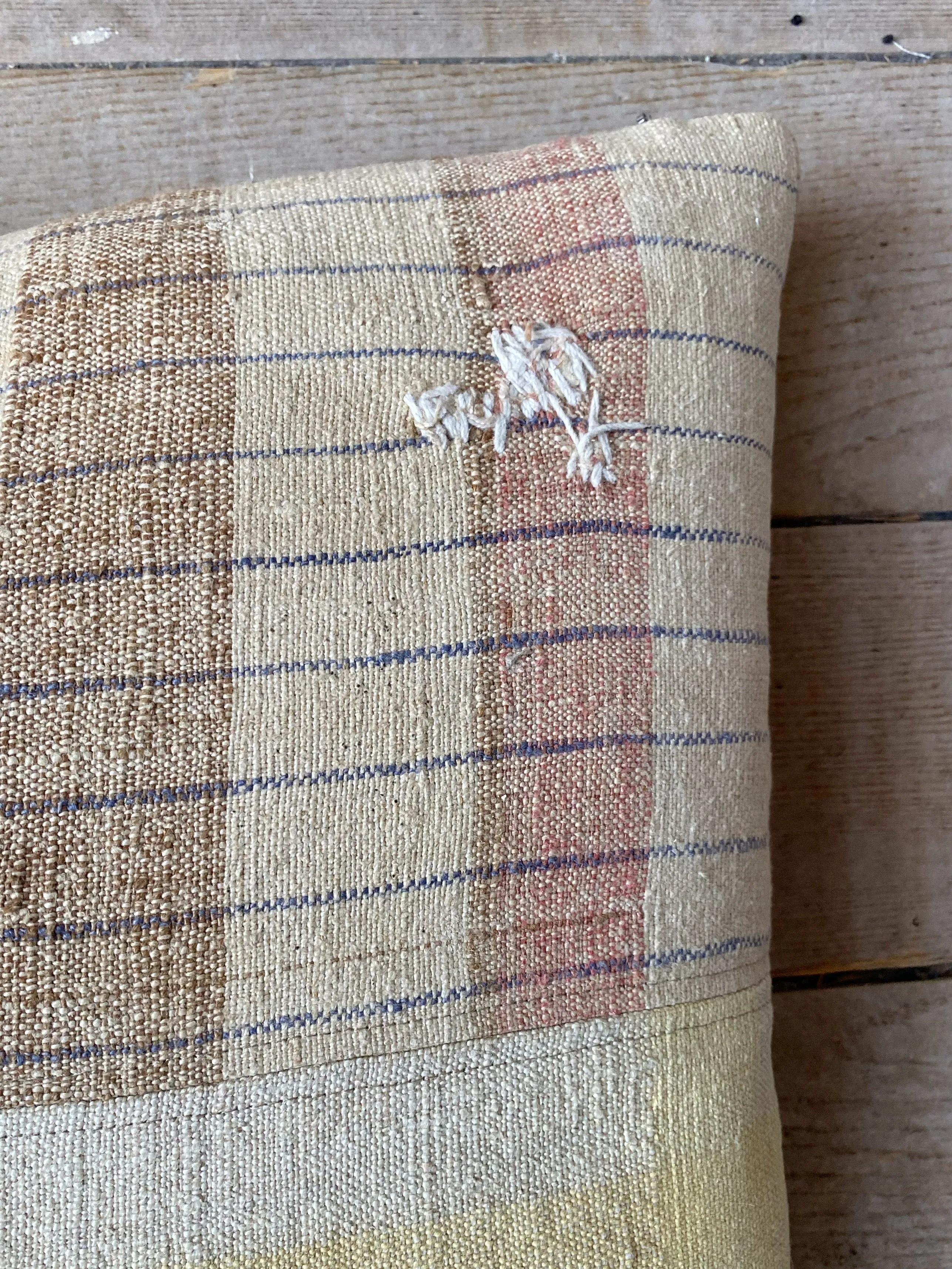 portuguese grain sack patched pillow #3