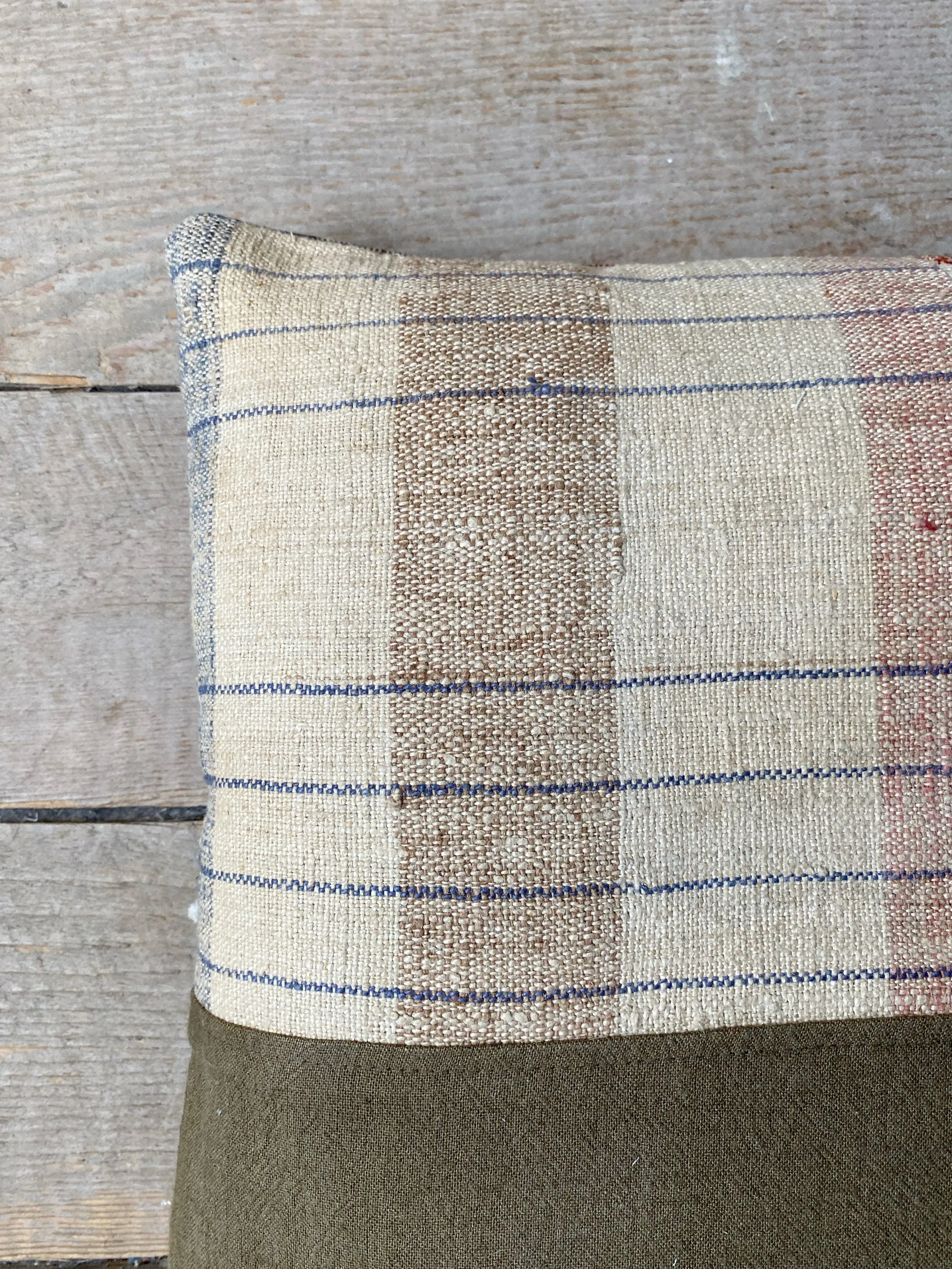 portuguese grain sack patched pillow #3