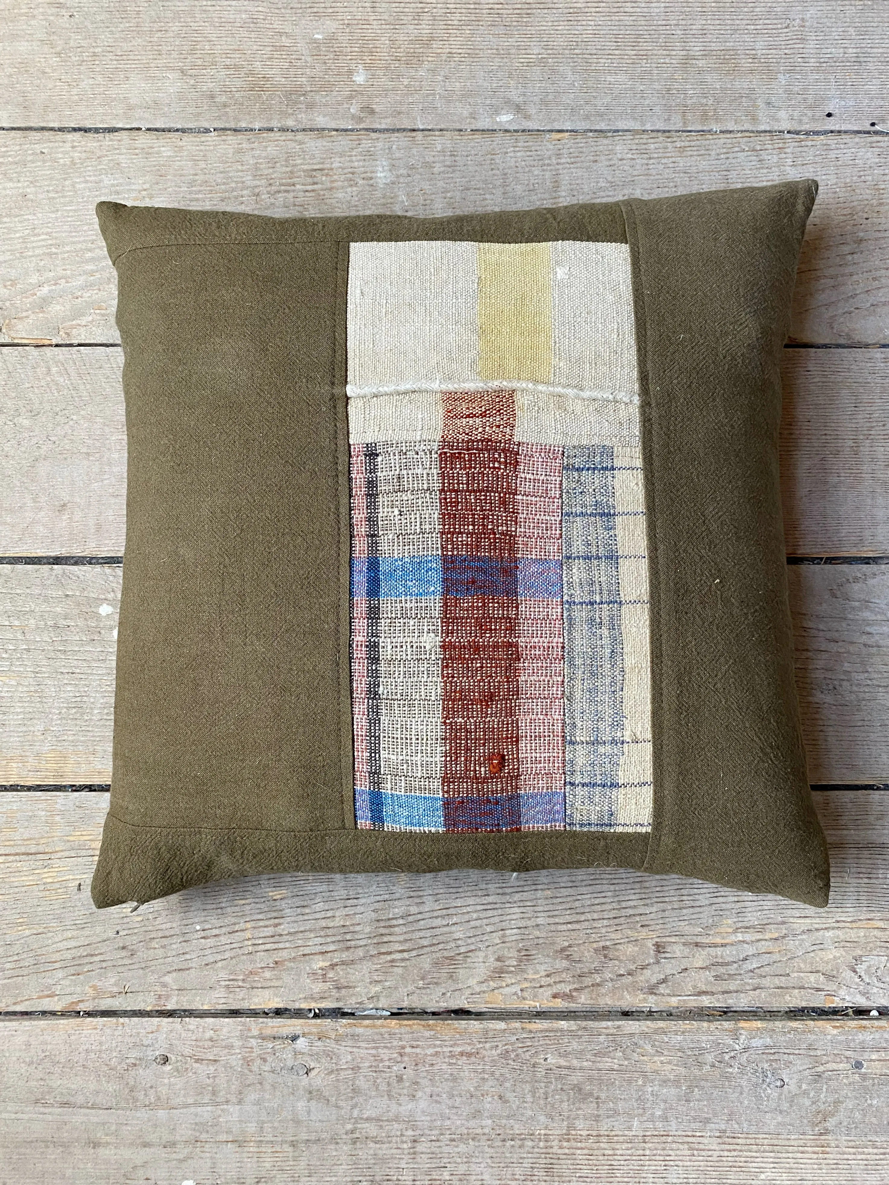 portuguese grain sack patched pillow #5