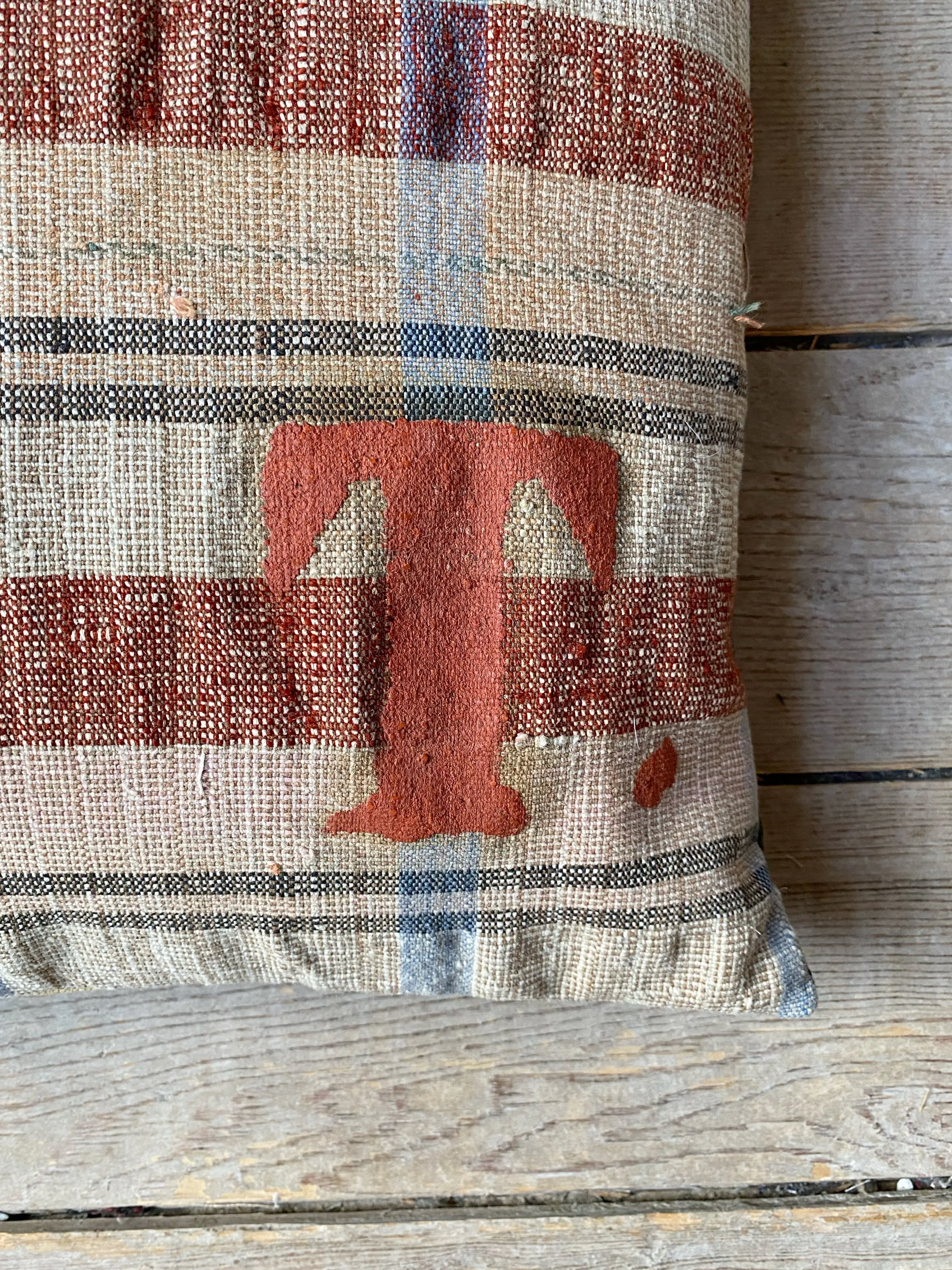 portuguese grain sack patched pillow #6