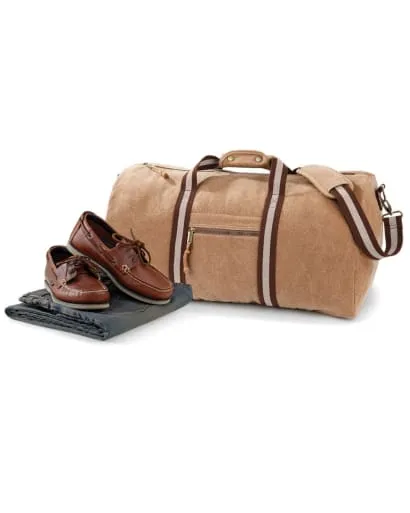 Quadra Vintage Canvas Holdall Travel Bag Kit Bag - QD613