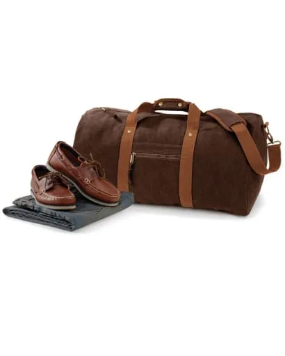 Quadra Vintage Canvas Holdall Travel Bag Kit Bag - QD613