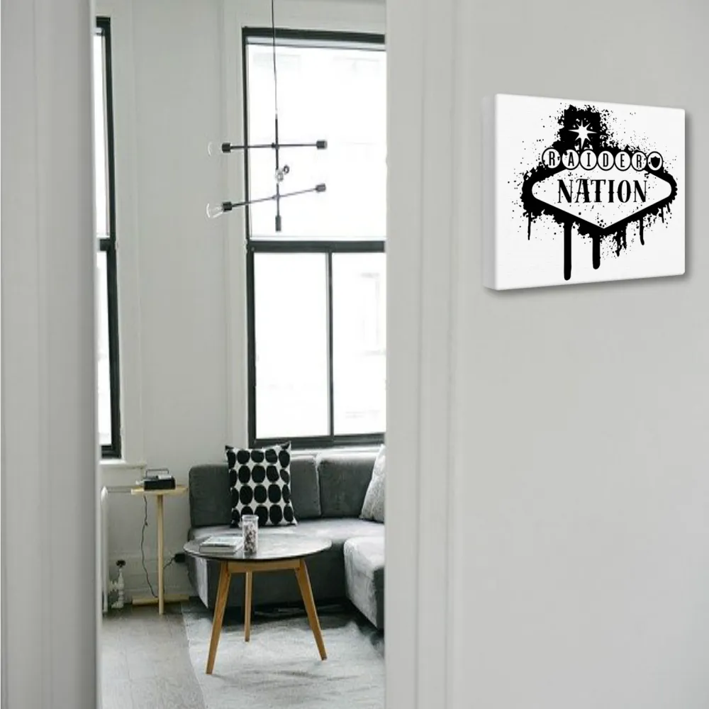 Raider Nation Black And White Splash Vegas Canvas Fan Favorite Painting