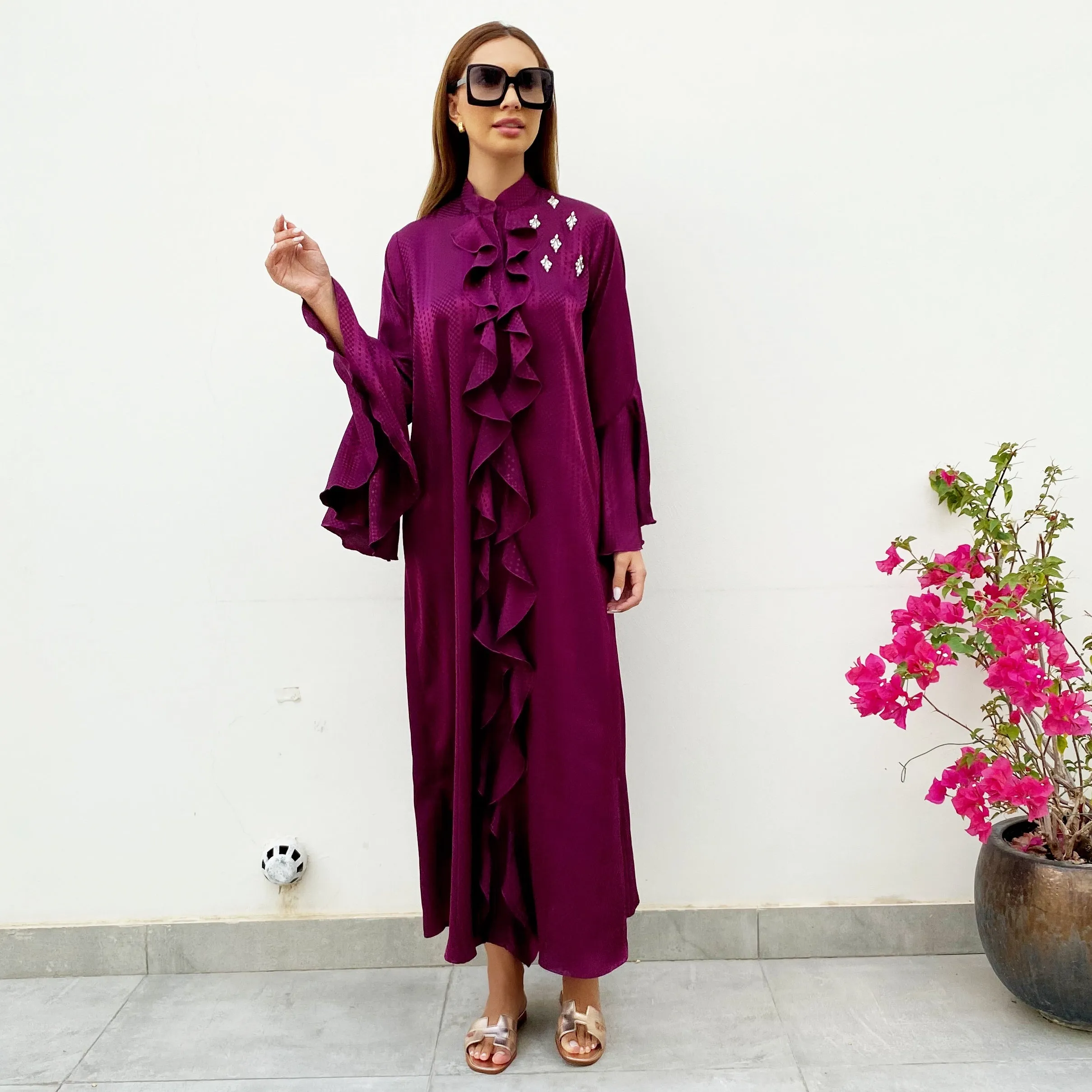 RAM21 BURGUNDY AMAL SUMMER SHIRT DRESS