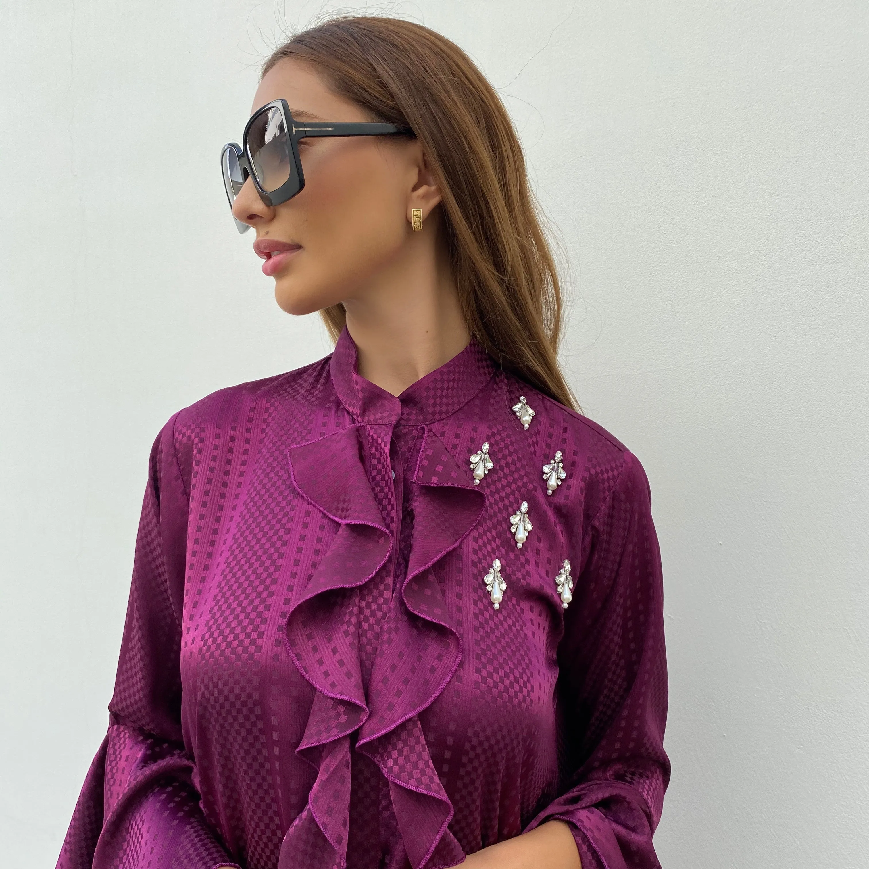 RAM21 BURGUNDY AMAL SUMMER SHIRT DRESS