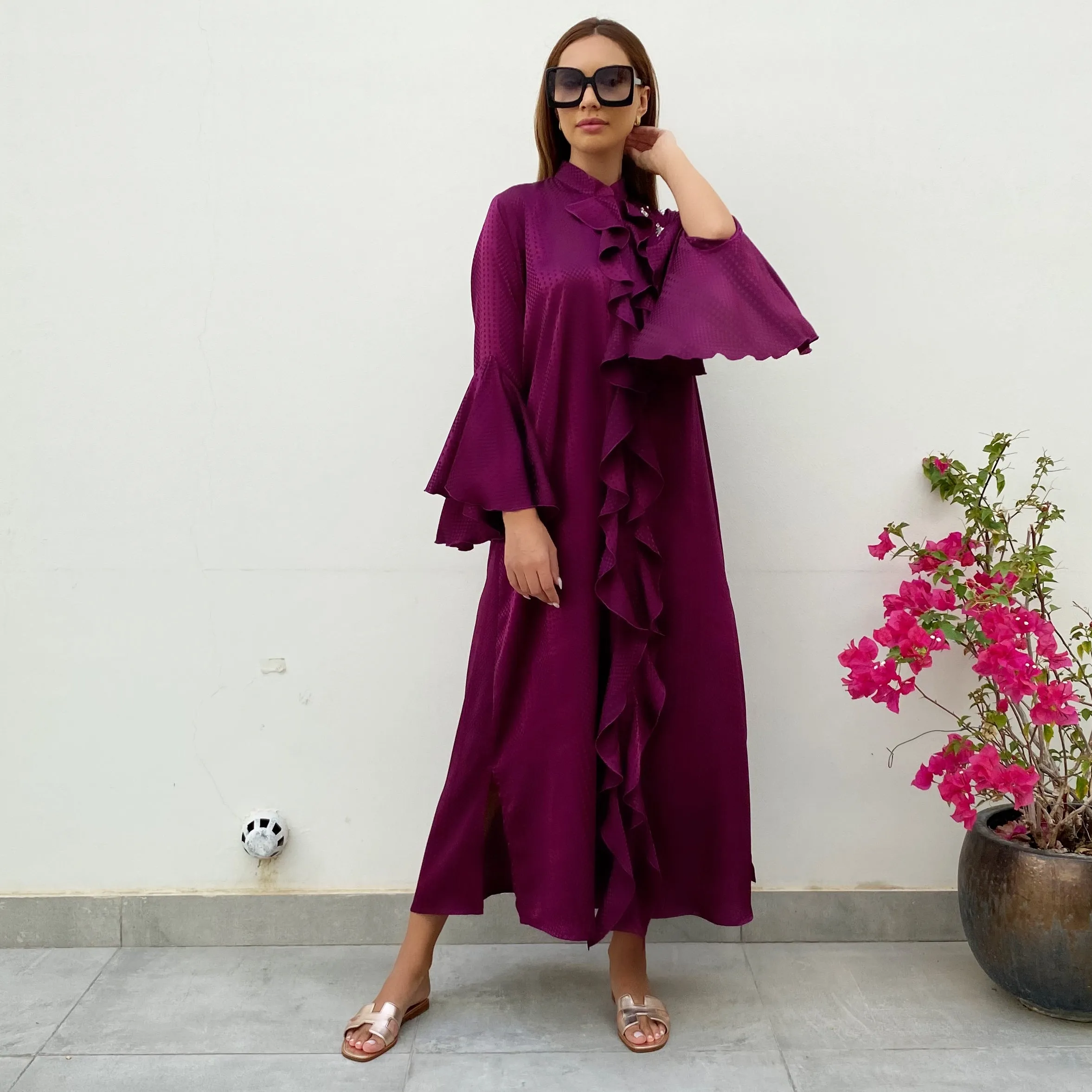 RAM21 BURGUNDY AMAL SUMMER SHIRT DRESS