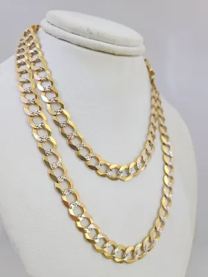 Real 10k Cuban Curb Link Chain 7mm 24" Gold Diamond cut Necklace Genuine