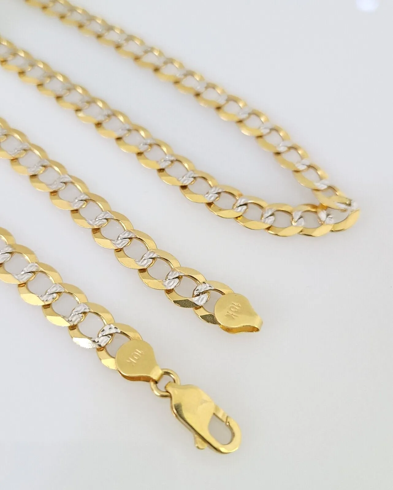 Real 10k Cuban Curb Link Chain 7mm 24" Gold Diamond cut Necklace Genuine