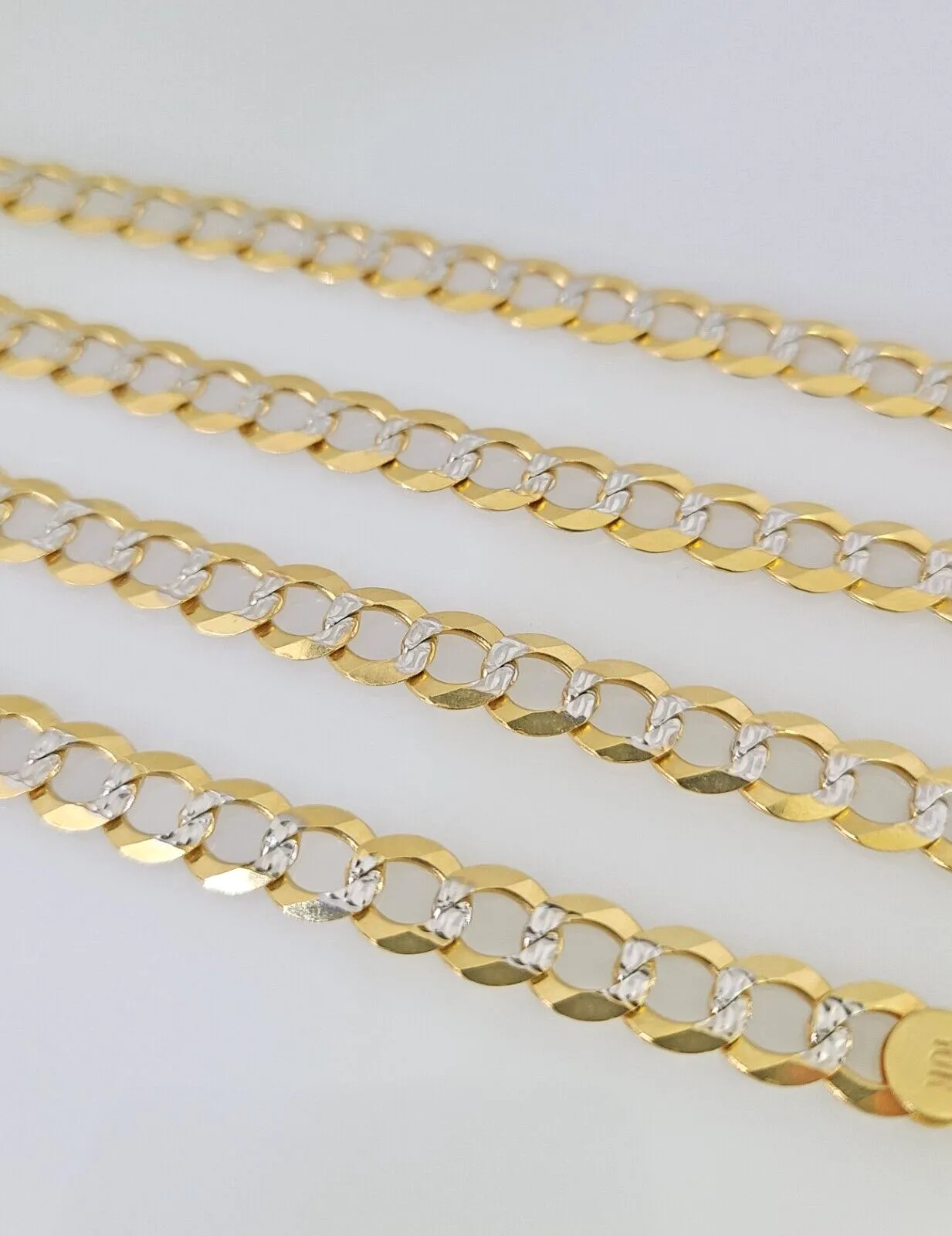 Real 10k Cuban Curb Link Chain 7mm 24" Gold Diamond cut Necklace Genuine