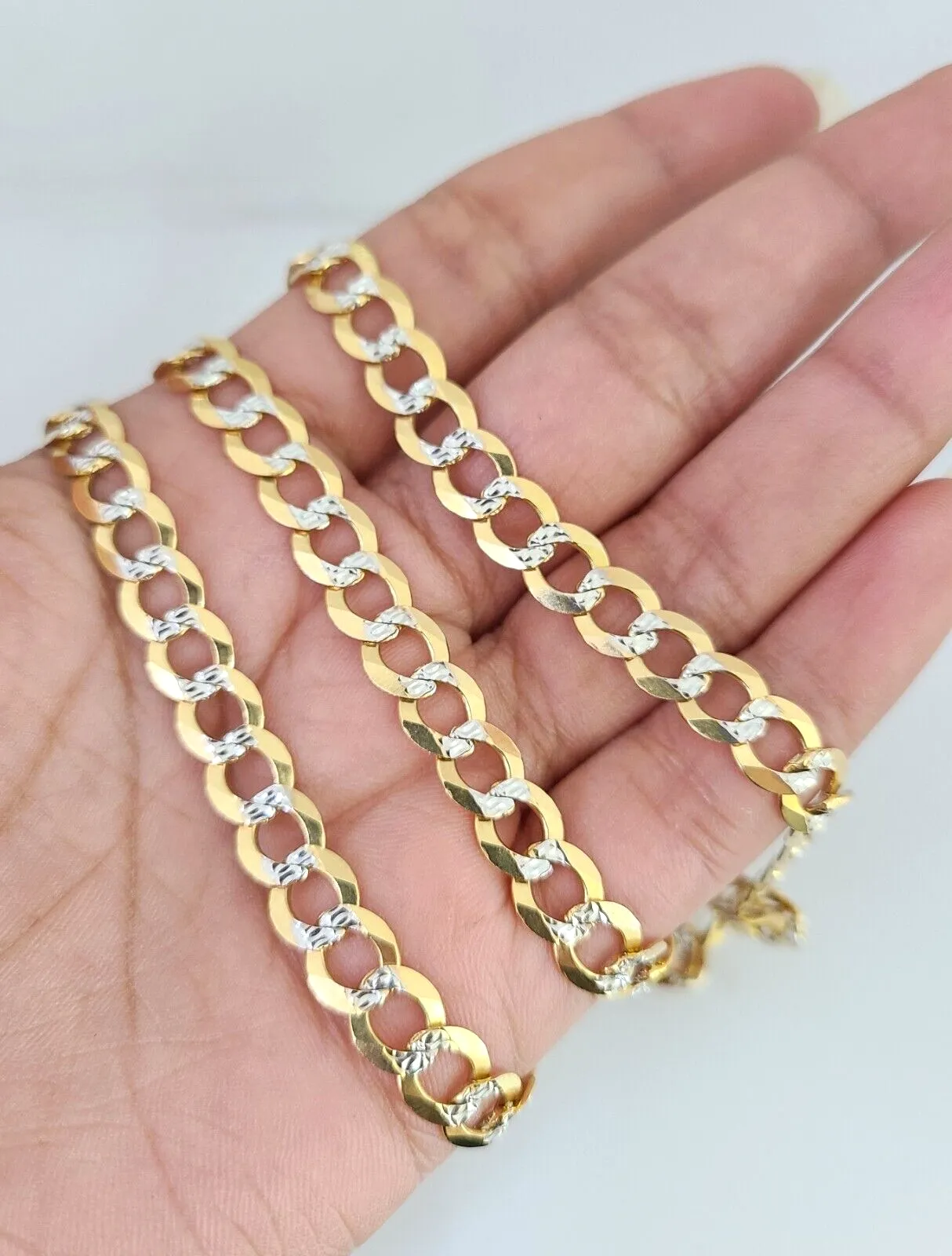 Real 10k Cuban Curb Link Chain 7mm 24" Gold Diamond cut Necklace Genuine