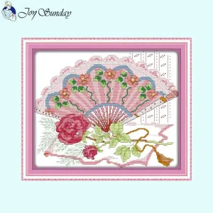 Rose Flower Fan DIY Cross Stitch Embroidery Kits