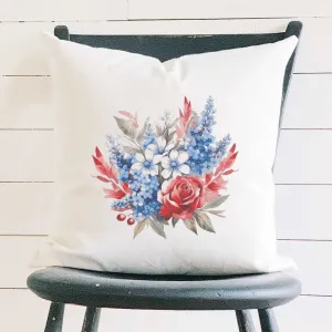 Rose Patriotic Bouquet - Square Canvas Pillow