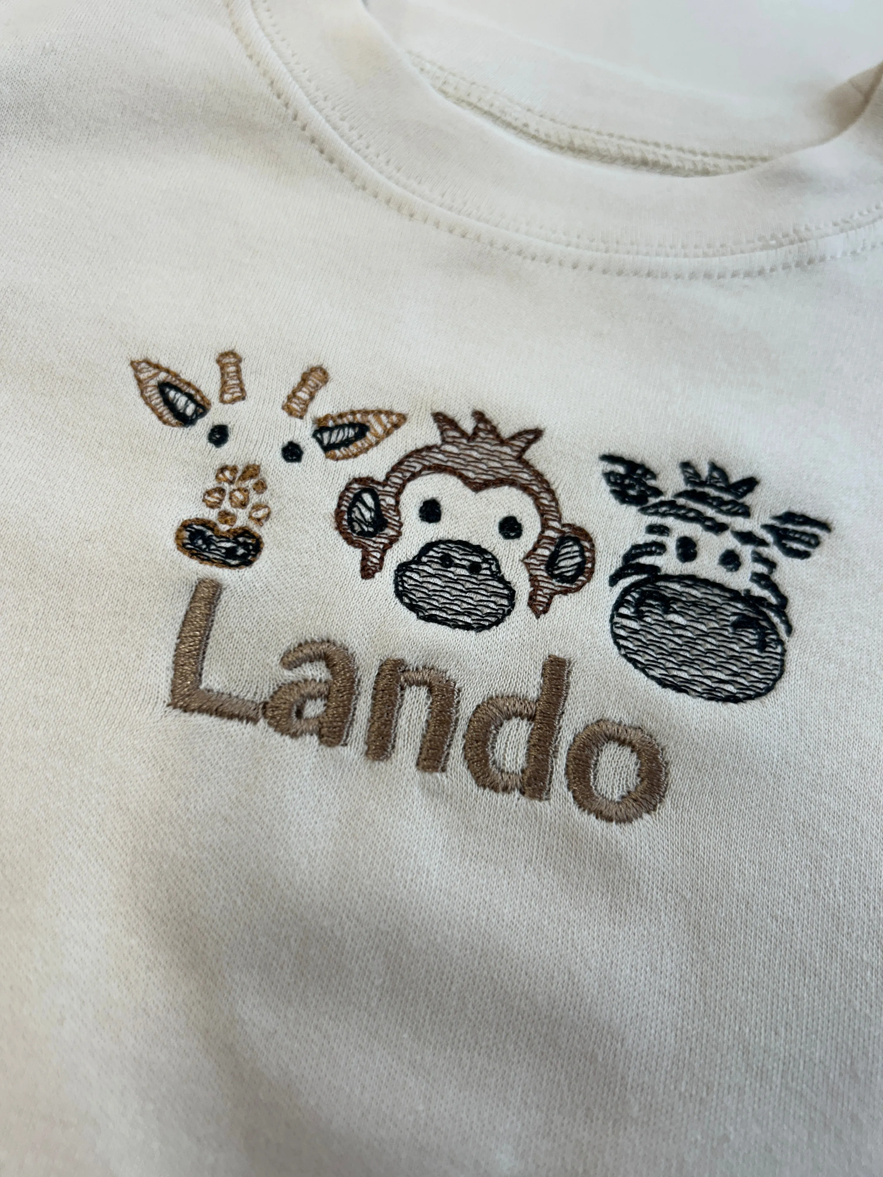 Safari trio embroidered personalised kids T-Shirt
