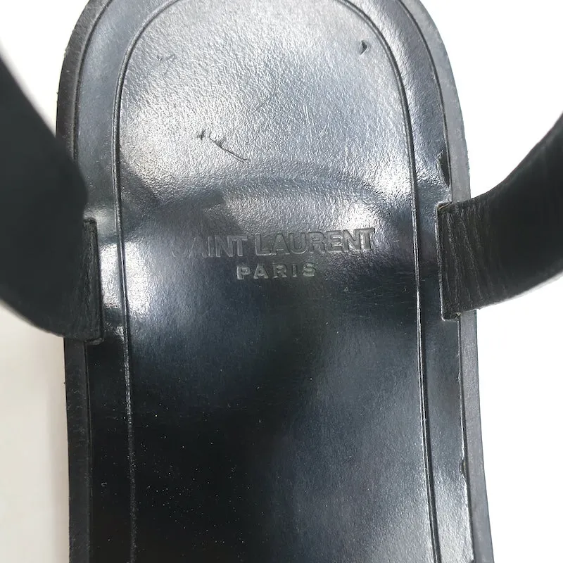 Saint Laurent Colorblock T-Strap Sandals Black & Metallic Leather Size 38.5