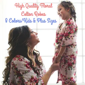 Sale! Bridesmaid Robes -Floral Cotton Robes -Getting Ready Robes -Bridal Party -Kimono Robe***Discount for Multi Orders, Please message us**