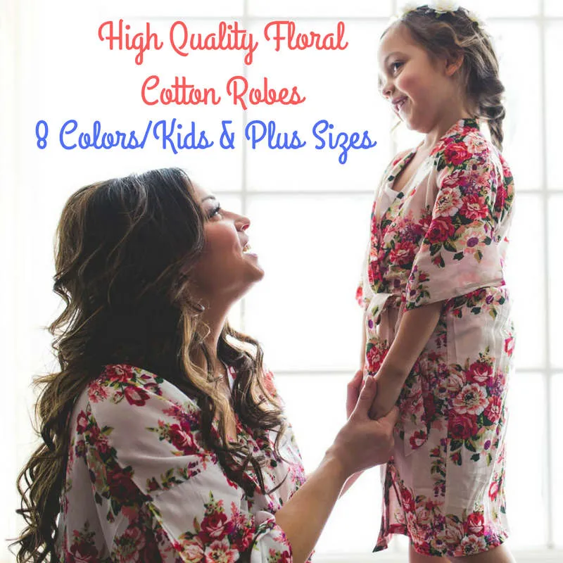 Sale! Bridesmaid Robes -Floral Cotton Robes -Getting Ready Robes -Bridal Party -Kimono Robe***Discount for Multi Orders, Please message us**