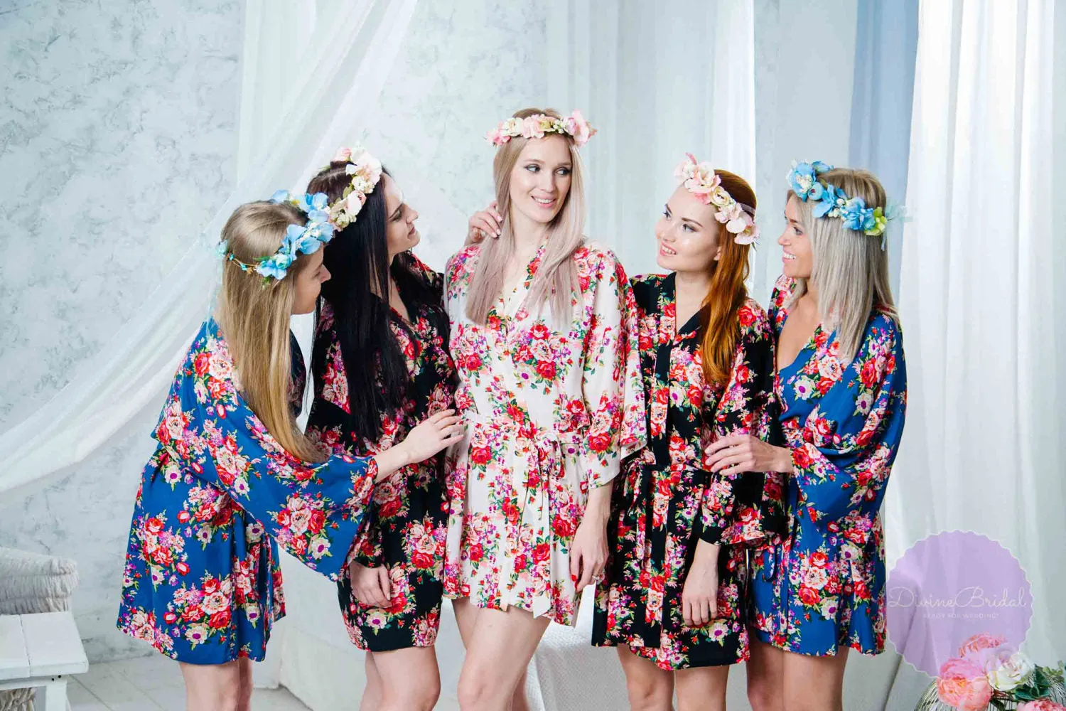 Sale! Bridesmaid Robes -Floral Cotton Robes -Getting Ready Robes -Bridal Party -Kimono Robe***Discount for Multi Orders, Please message us**