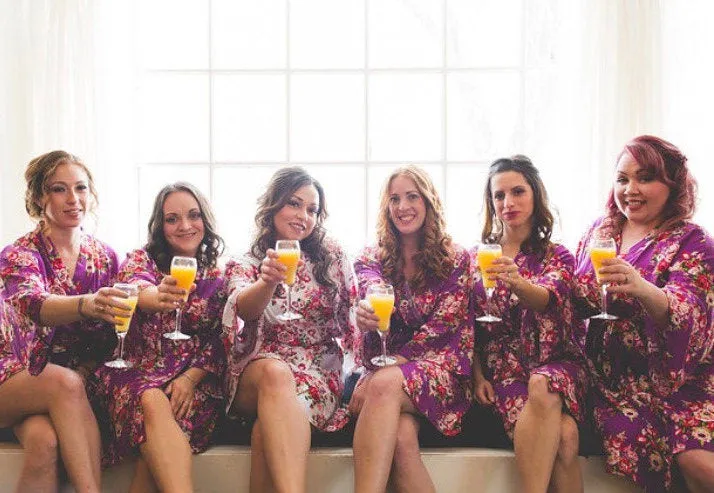 Sale! Bridesmaid Robes -Floral Cotton Robes -Getting Ready Robes -Bridal Party -Kimono Robe***Discount for Multi Orders, Please message us**