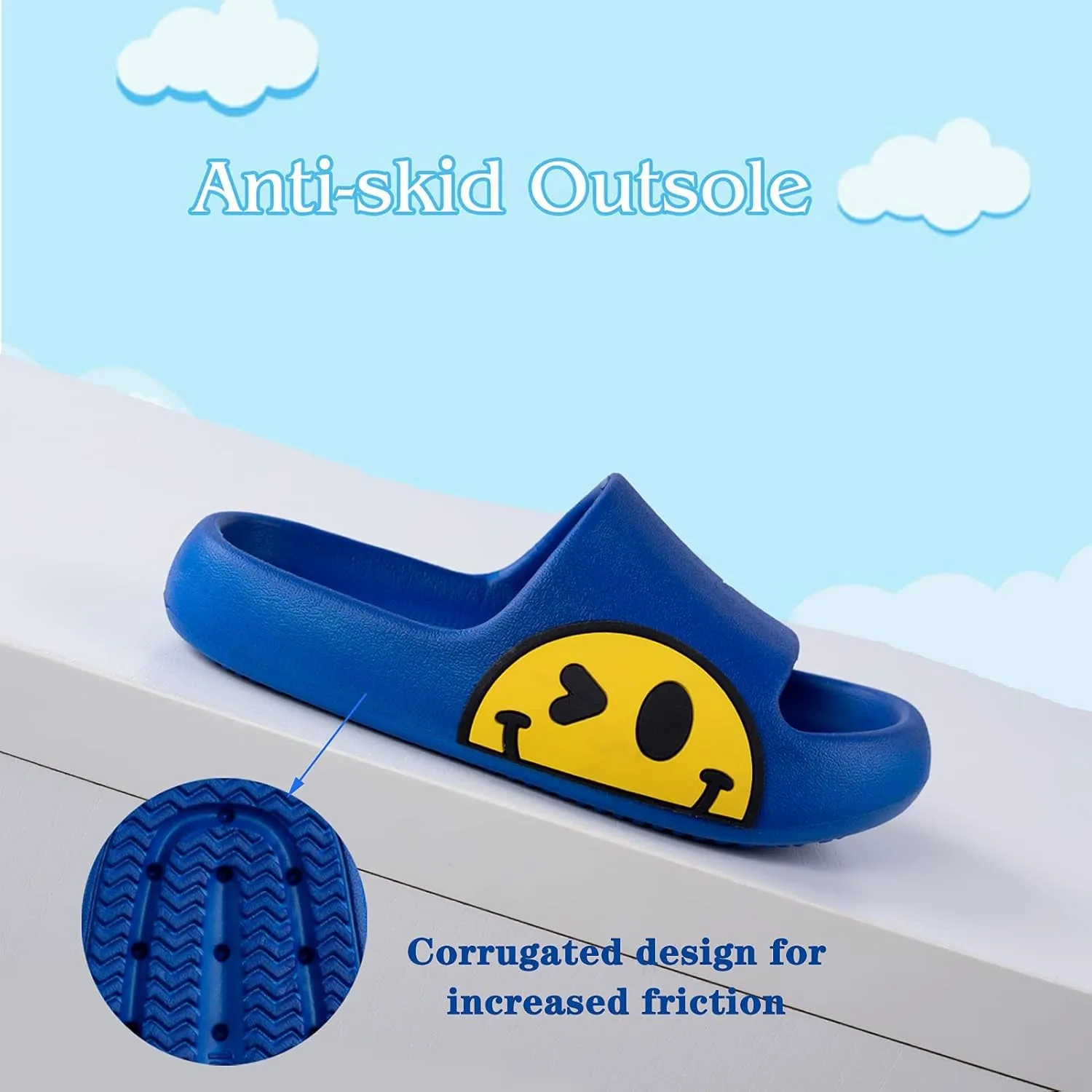 Sandals for Girls and Boys, Mens Slippers Sandals for Women, EVA Anti-Slip Indoor & Outdoor Kids Slippers Smile Face Open Toe Casual Shower Shoes