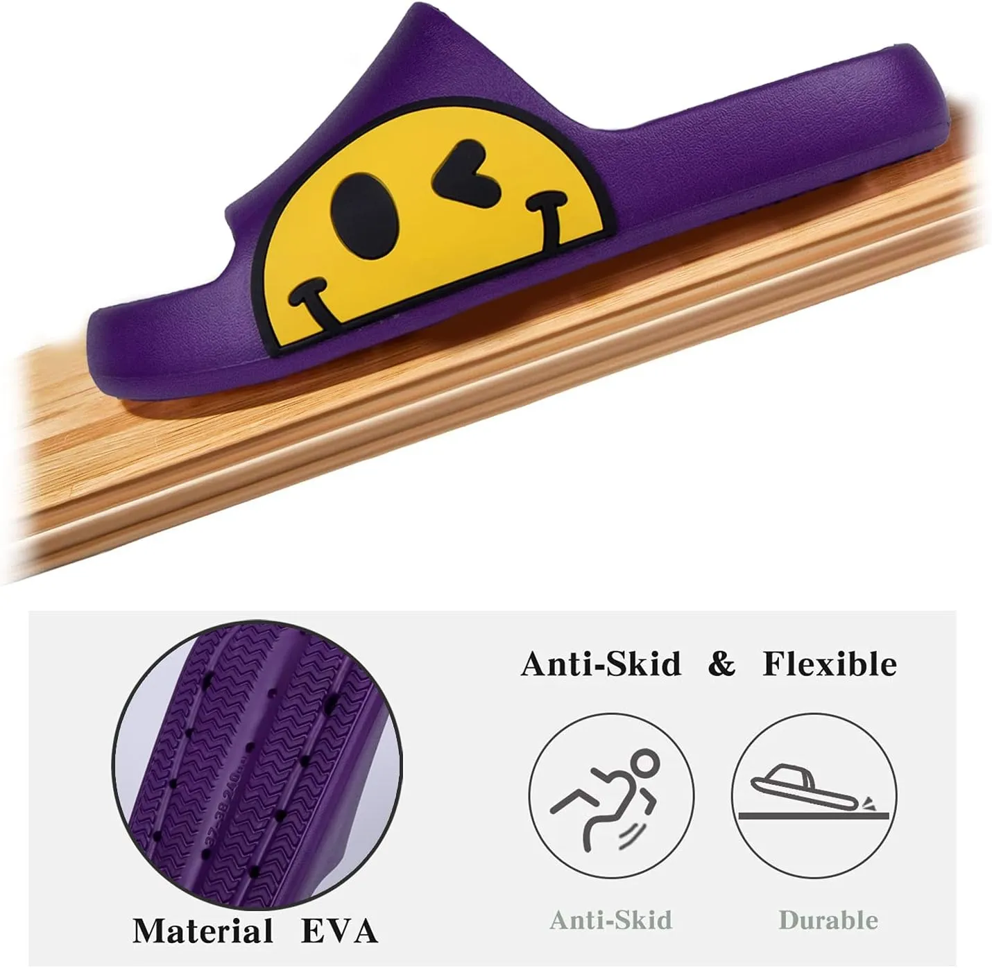 Sandals for Girls and Boys, Mens Slippers Sandals for Women, EVA Anti-Slip Indoor & Outdoor Kids Slippers Smile Face Open Toe Casual Shower Shoes