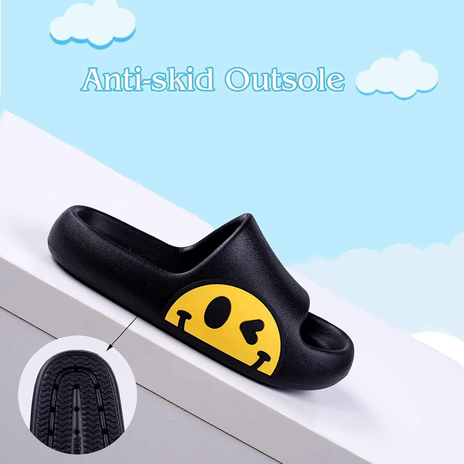 Sandals for Girls and Boys, Mens Slippers Sandals for Women, EVA Anti-Slip Indoor & Outdoor Kids Slippers Smile Face Open Toe Casual Shower Shoes