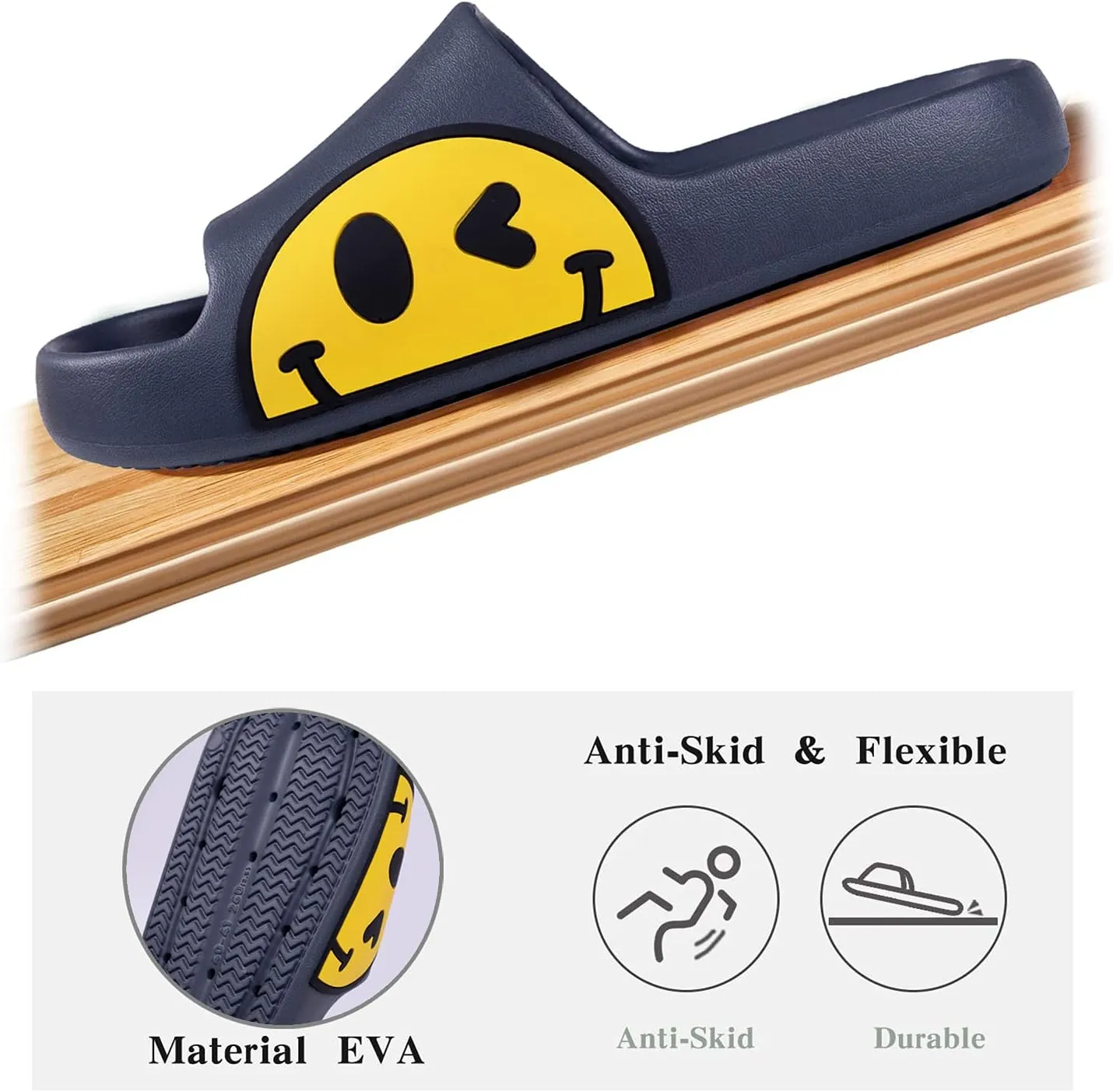 Sandals for Girls and Boys, Mens Slippers Sandals for Women, EVA Anti-Slip Indoor & Outdoor Kids Slippers Smile Face Open Toe Casual Shower Shoes