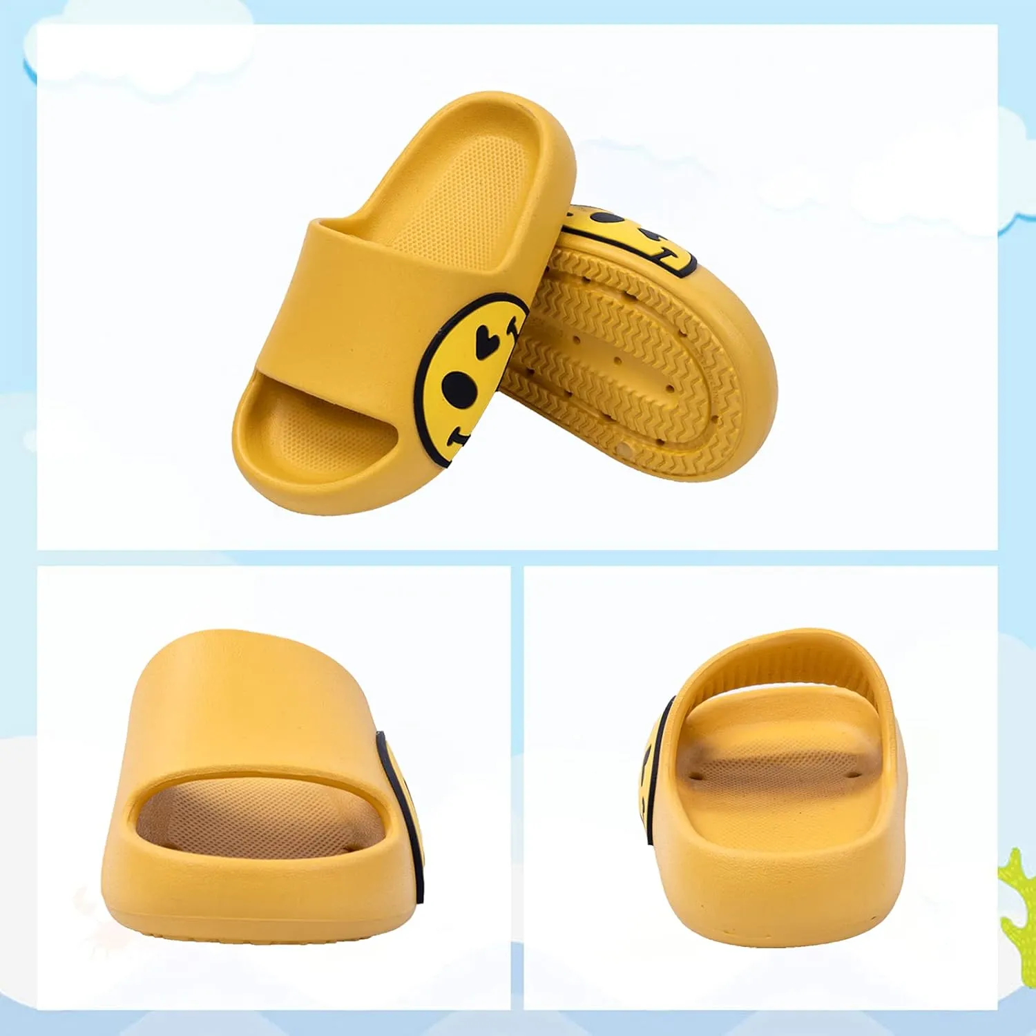 Sandals for Girls and Boys, Mens Slippers Sandals for Women, EVA Anti-Slip Indoor & Outdoor Kids Slippers Smile Face Open Toe Casual Shower Shoes
