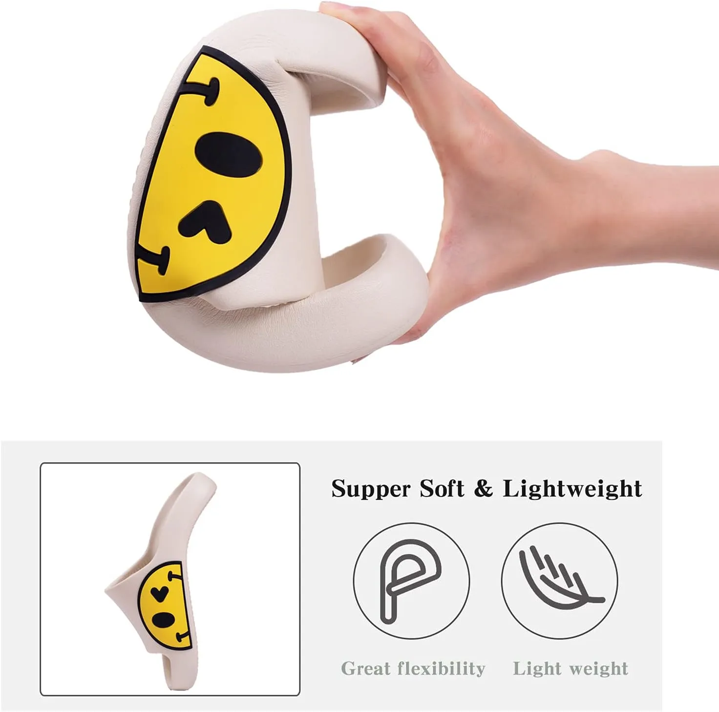 Sandals for Girls and Boys, Mens Slippers Sandals for Women, EVA Anti-Slip Indoor & Outdoor Kids Slippers Smile Face Open Toe Casual Shower Shoes