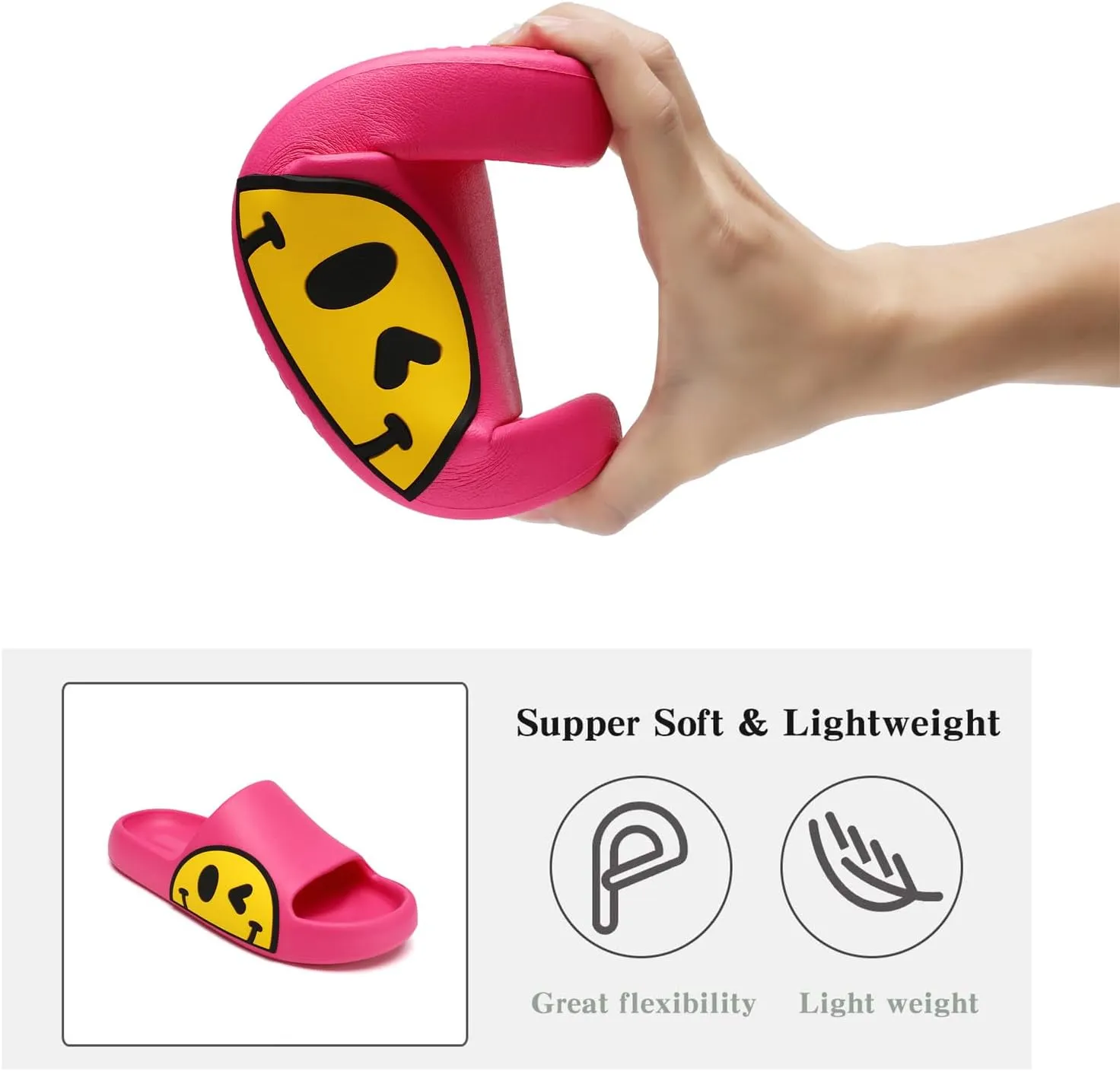 Sandals for Girls and Boys, Mens Slippers Sandals for Women, EVA Anti-Slip Indoor & Outdoor Kids Slippers Smile Face Open Toe Casual Shower Shoes