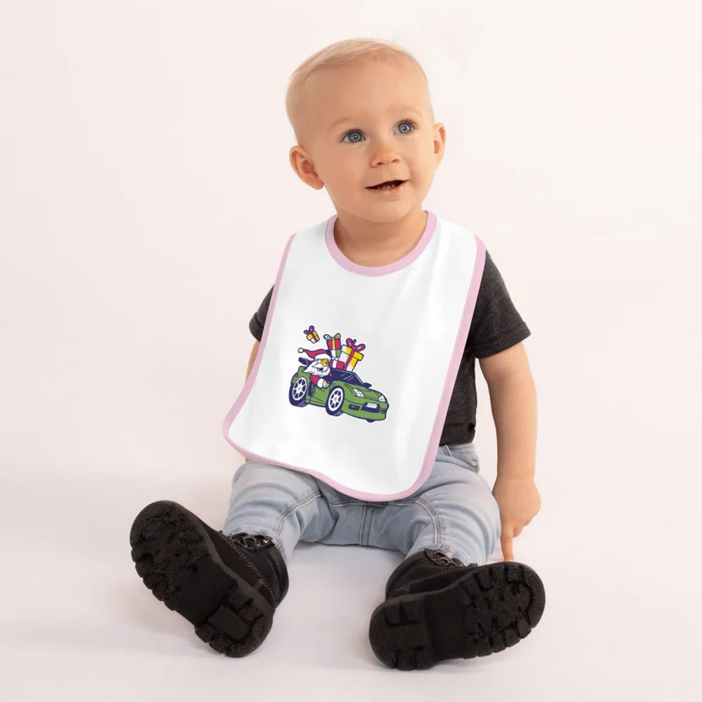 Santa Driving NSX GREEN - Embroidered Baby Bib