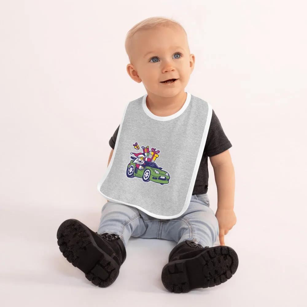 Santa Driving NSX GREEN - Embroidered Baby Bib
