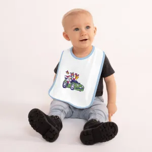 Santa Driving NSX GREEN - Embroidered Baby Bib