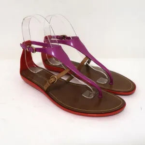 Sergio Rossi Jelly Sandals Cleo Purple/Red/Brown Colorblock Size 36 T-Strap Flat