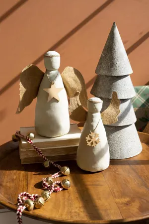 Set of 2 Painted Canvas Angels