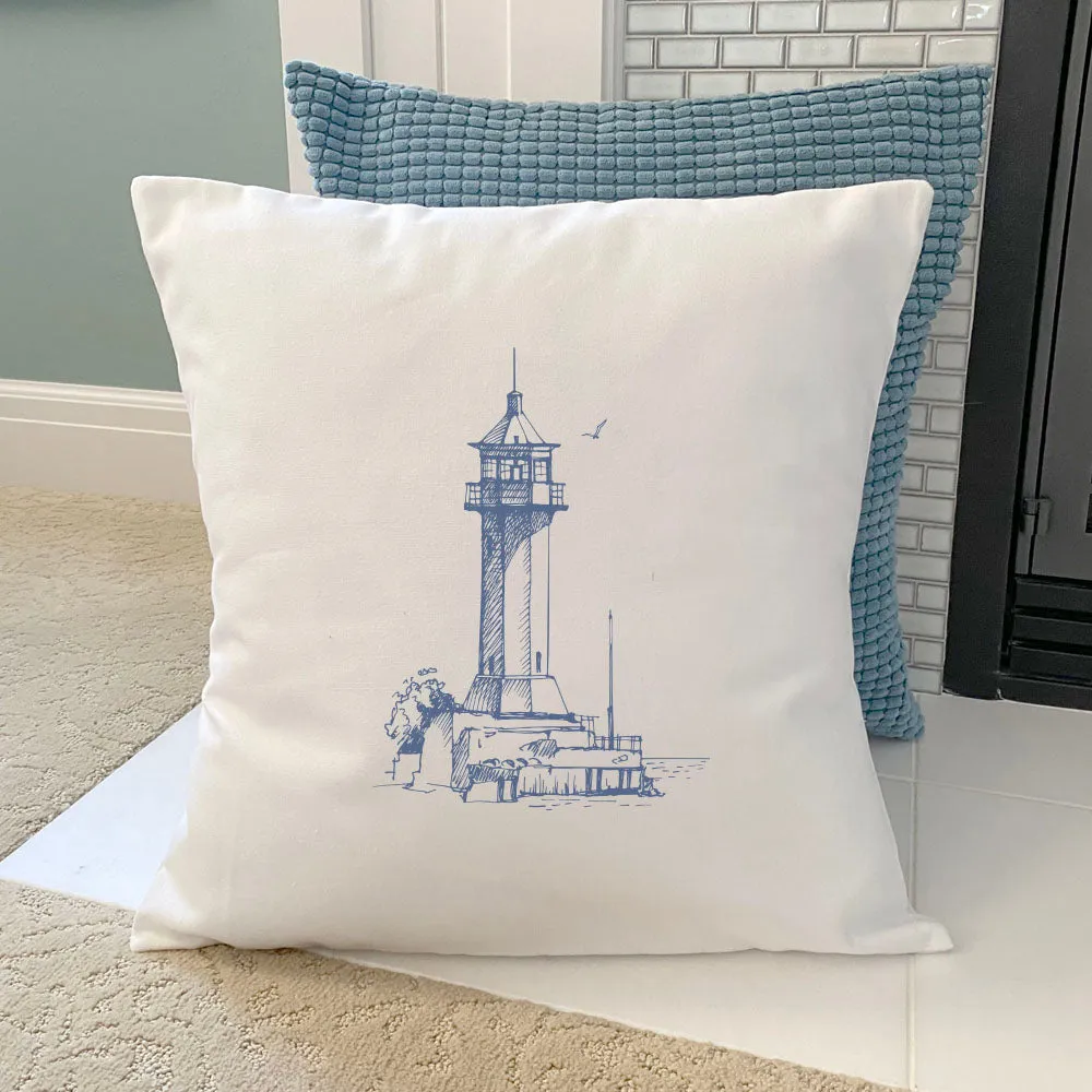 Sketched Lighthouse (Angular) - Square Canvas Pillow