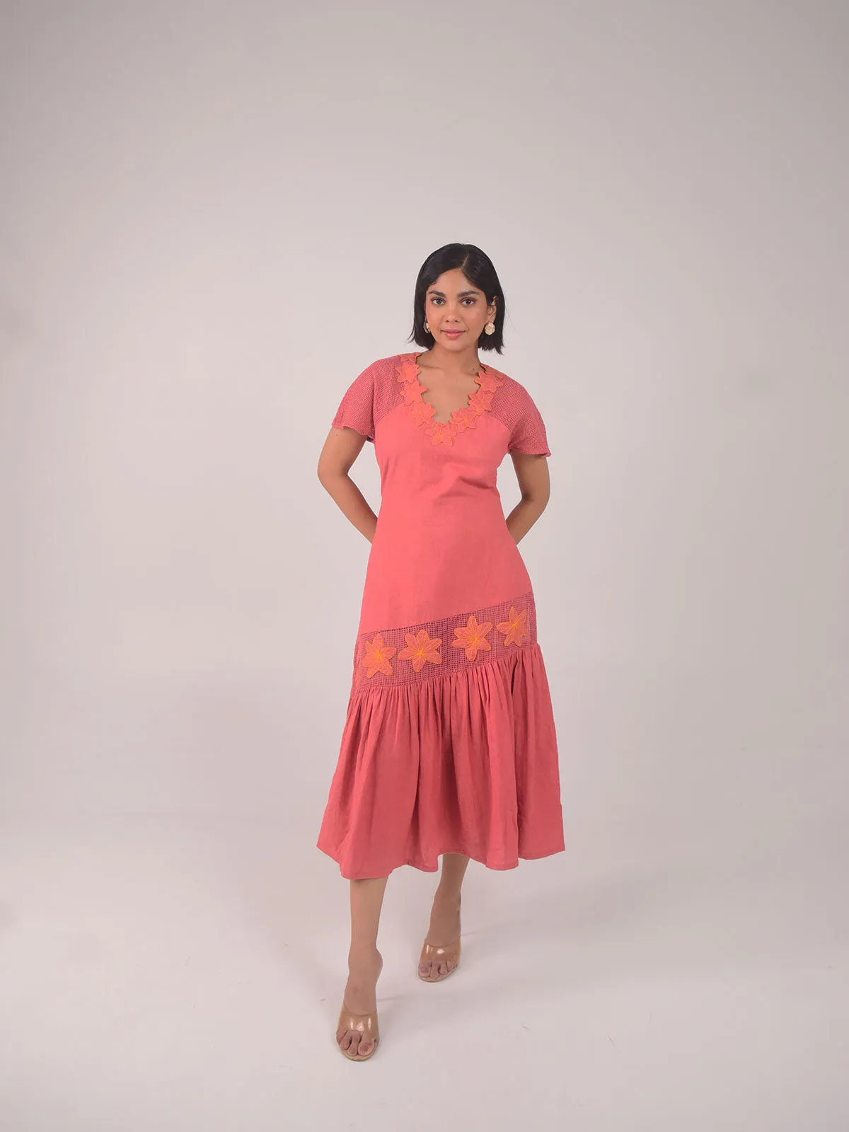 Stacy Embroidered Applique Dress
