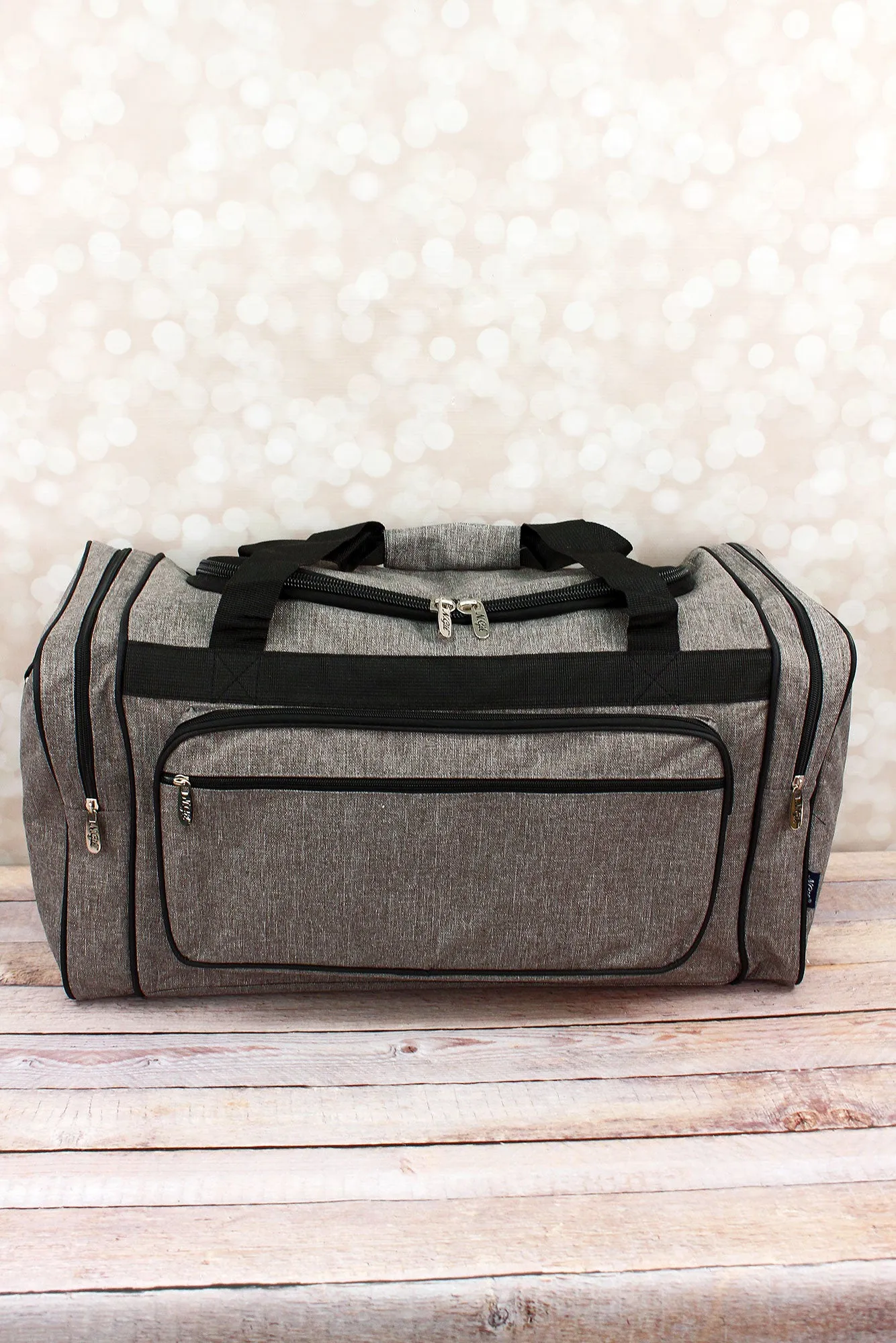 Steel Gray Crosshatch Duffle Bag with Black Trim 23"