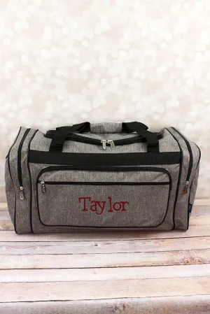 Steel Gray Crosshatch Duffle Bag with Black Trim 23"