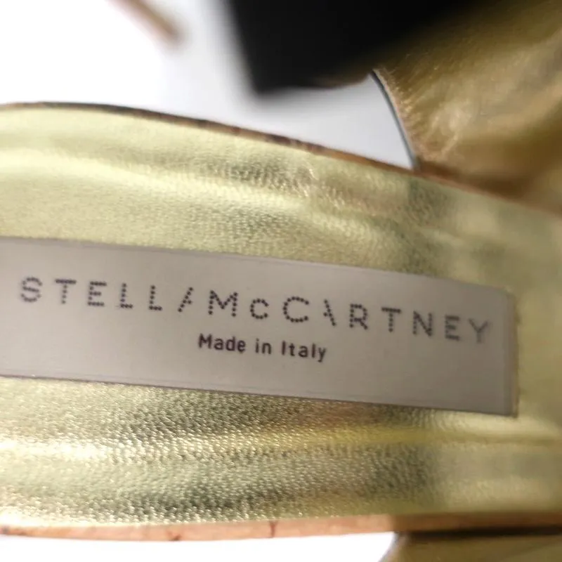 Stella McCartney Cage Sandals Black Satin & Cork Size 37 Ankle Strap Heels