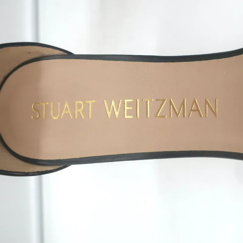 Stuart Weitzman Nudistcurve Ankle Strap Sandals Black Leather Size 10 NEW