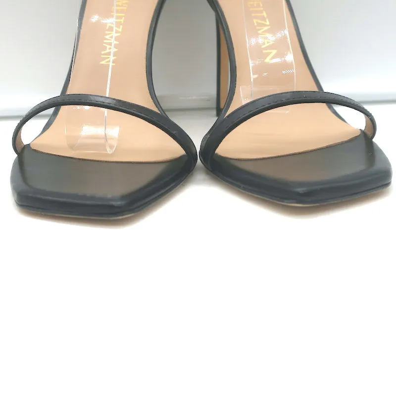 Stuart Weitzman Nudistcurve Ankle Strap Sandals Black Leather Size 10 NEW
