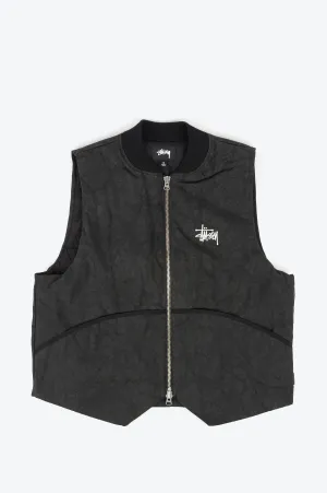 STUSSY WASHED CANVAS PRIMALOFT VEST BLACK