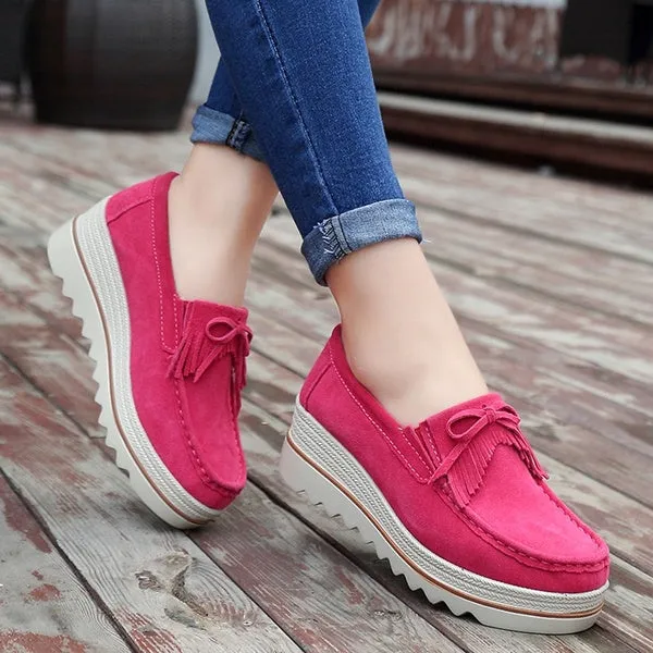 Suede Winter Warm Flats Swing Wedges Chaussure Femme Woman Platform Shoes
