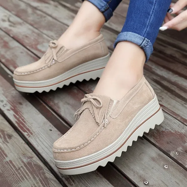 Suede Winter Warm Flats Swing Wedges Chaussure Femme Woman Platform Shoes