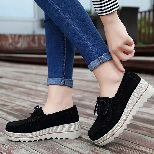 Suede Winter Warm Flats Swing Wedges Chaussure Femme Woman Platform Shoes