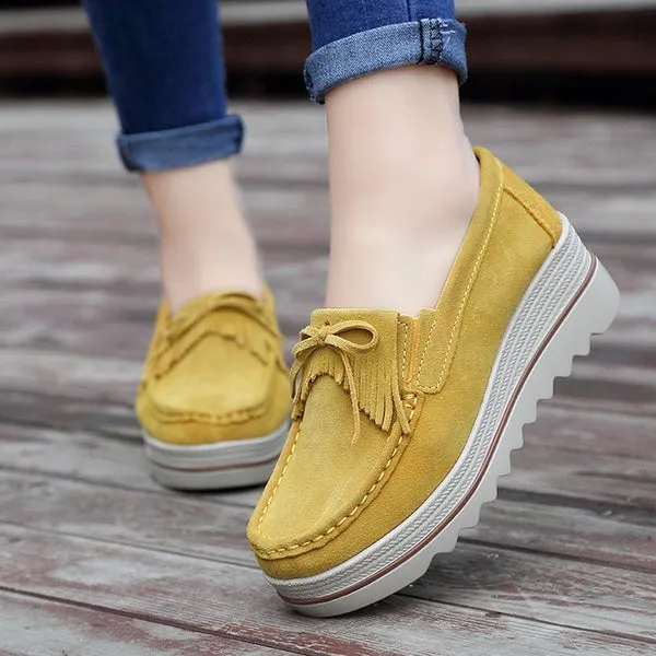 Suede Winter Warm Flats Swing Wedges Chaussure Femme Woman Platform Shoes