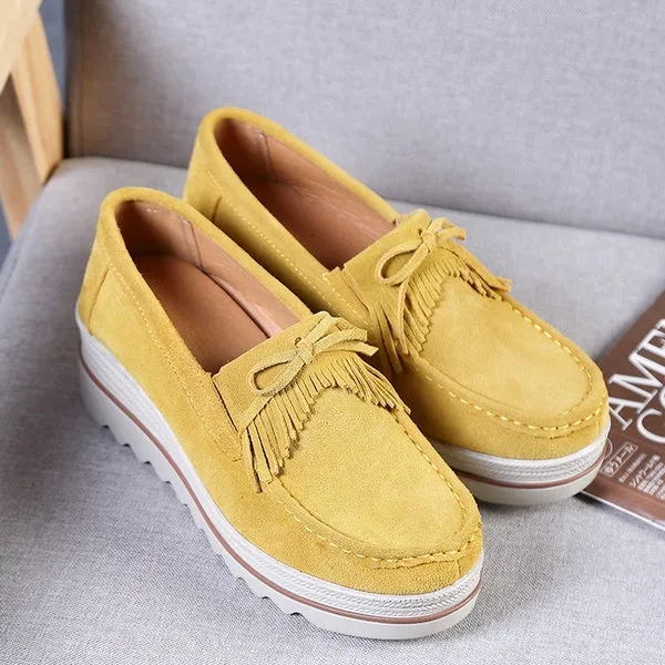 Suede Winter Warm Flats Swing Wedges Chaussure Femme Woman Platform Shoes